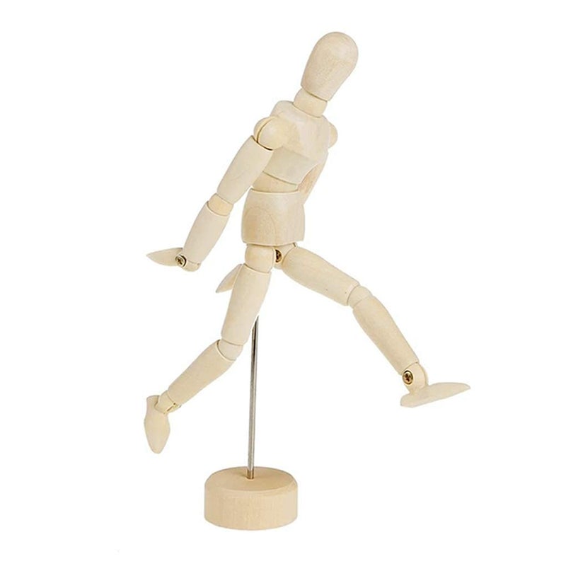 Holiberty 8 Inch Artists Wooden Manikin Flexible Body Joints Human Figure Puppet Model Wood Male Mannequin Doll Ornament Stand for Home Office Desk Decoration Sketching Drawing Painting Supplies - Image 2